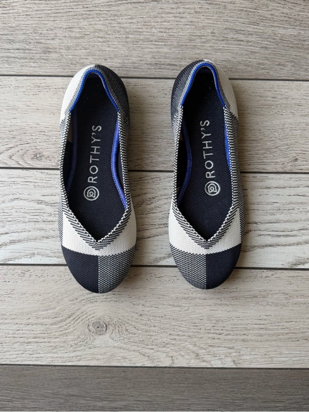 Rothy's Black & White Check Knit Ballet Flats size 5